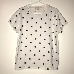 White & black polka dot short sleeve blouse